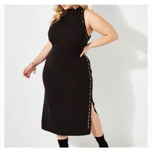 Ashley Stewart NWT Black gold studded midi dress Size 22/24